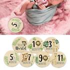 7 Pieces Baby Milestone Cards Baby Months Signs 1-12 Months Round Wooden Monthly