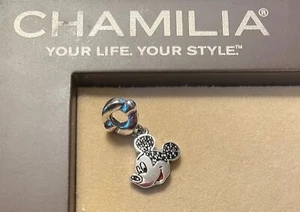 Chamilia Sterling Silver Charm Disney Classic Mickey Enamel Black CZ 2025-0931 - Picture 1 of 1