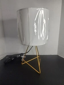 Down to the Wire Table Lamp with Fabric Shade Night Lamp 13.5" X 7" Gold - Picture 1 of 6
