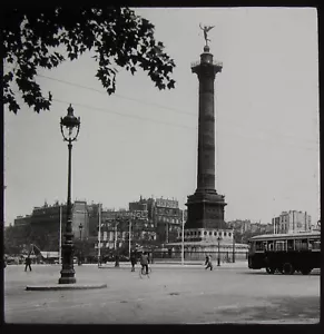 Linterna Mágica de Vidrio PLACE DE LA BASTILE COLUMNA DE JULIO PARÍS C1910 FOTO FRANCIA - Imagen 1 de 2