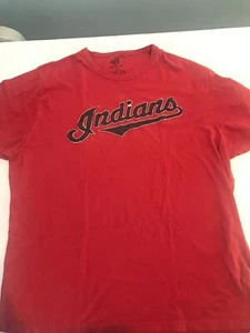 Camiseta de béisbol Cleveland Indians bordada banner Supply Co. roja suave GRANDE - Imagen 1 de 2