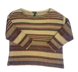 Lauren Ralph Lauren Jeans Co Striped Boho Sweater Size L - Picture 1 of 9