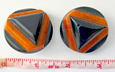 Lot of 2 Large Chunky Bakelite Buttons 1.5" Diameter 3 Layers 5/8" High Cover