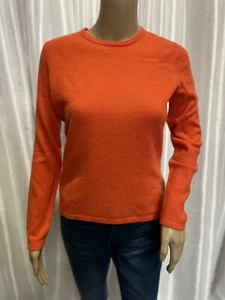 LANDS END 100% cashmere crewneck sweater (orange) - Picture 1 of 4