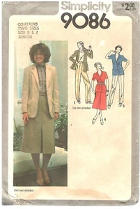 1979 Simplicity 9086 Junior Skirt Pants Jacket size 5-7 sewing pattern uncut - Picture 1 of 3