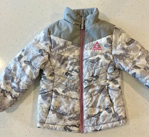 Girls Puffer Coat Gray White Pink Jacket Gerry Size XS (5-6) - Picture 1 of 13