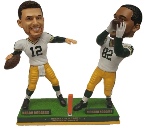 Aaron Rodgers to Richard Rodgers Green Bay Packers Hail Mary Dual Bobblehead Cover