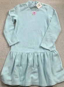 Hanna Andersson Mint Green Fleece Twirl Dress Flower Accent Sz 140 US 10 NWT - Picture 1 of 5