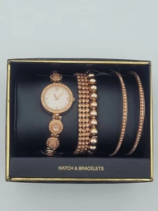 NIB Folio Folio Rose Gold Watch & Bracelet Set - Picture 1 of 3