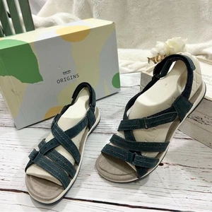 Clarks Savoy Sammie navy blue suede sandals NEW denim size 8 comfort - Picture 1 of 6