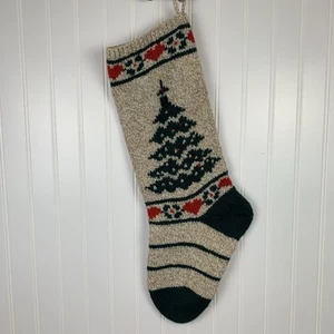 Medias de Navidad vintage hechas a mano tejidas a ganchillo árbol y corazones 21" - Imagen 1 de 11