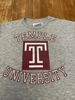 复古 80 年代 Temple University Center 徽标图形单针 T 恤大号 — 第 1/4 张图片