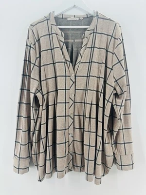 Soft Surroundings Sweater 3X Plaid Grey/Pink Cardigan Lightweight Shaket AB05 - Image 1 of 4