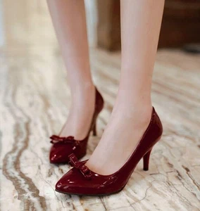 Womens bowknot High Heel pumps Formal stilettos Pointed  toe shoes - Picture 1 of 20