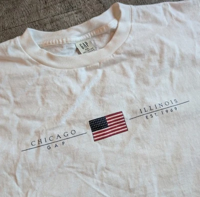 Camiseta Gap Años 90 De Colección Chicago XXL Bandera Americana Etiqueta Blanca  Foto 1 de 4