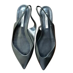 BRIAN ATWOOD Slingback Leather Flats Black Sz 40 - Picture 1 of 4