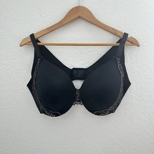 Reggiseno Soma Vanishing Back nuovo senza etichette copertura completa ferretto pizzo orlo 38DD nero nudo - Foto 1 di 8