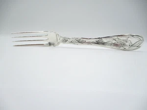 RARE Tiffany sterling acid etched Lap Over Edge IRIS motif dinner fork! Pristine - Picture 1 of 6