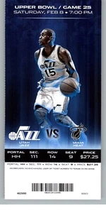 Miami Heat vs Utah Jazz 2/8/2014 Full Ticket - Derrick Favors - Picture 1 of 2