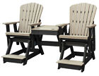 2 Adirondack Glider Balcony Chairs With Table - Gray & Black 4 Season Set Usa