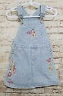 Childrens Place Girl Size 24 Mos Denim Overall Jumper Dress Striped Embroidered 