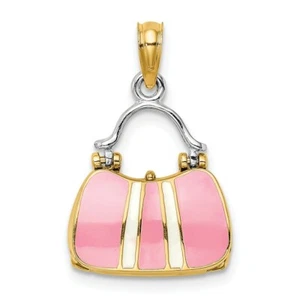 CIONDOLO per borsa mobile 14k 14kt giallo e rodio 3D con smalto 15,5 mm - Foto 1 di 4