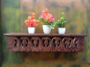 Wood Hand Carved Wall Bracket Wooden Wall Shelf Wooden Hand Carving Wall Shelf - Imagen 1 de 6