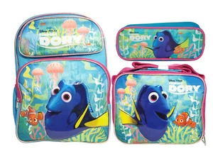 FINDING DORY BACKPACK LUNCH & PENCIL CASE! BLUE w/ JELLYFISH 16" (3 PC SET) - Picture 1 of 9
