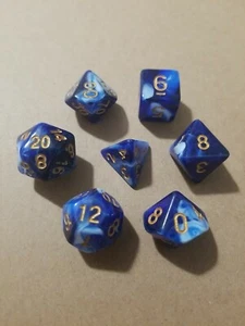 Polyhedral Gaming 7Pc Dice Set Dark Blue/White; DnD, Roleplaying, FREE SHIPPING - Picture 1 of 2