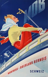 PEIKERT - VINTAGE POSTER OF MOB MONTREUX OBERLAND BERNOIS SCHWEIZ - 1950 - Picture 1 of 1