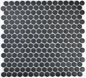 Mosaik Fliese Keramik Knopf schwarz rutschfest Bad Boden 10-0304-R10_b | 1 Matte - Bild 1 von 6