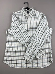 J Crew Shirt Mens XL Extra Large White Black Blue Button Up Long Sleeve - Picture 1 of 15