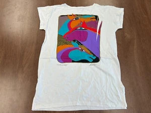CAMISA MUJER LAUREL BURCH VINTAGE TALLA ÚNICA CABALLOS SALVAJES DE FANTASÍA ARTE AÑOS 90 NOS - Imagen 1 de 6