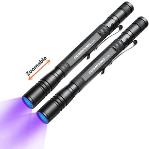 2er-Pack zoombar 395nm UV Licht Stiftlicht skalierbarer Clip Schwarzlicht Taschenlampe Taschenlampe - Bild 1 von 13