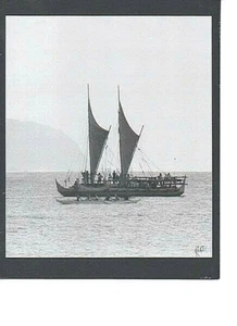 HOKULEA HAWAIIAN SAILING CANOE AT HALEIWA HARBOR BLACK & WHITE PHOTO ON 8X10 MAT - Picture 1 of 1