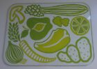 Planche à découper en verre fruits et légumes vintage années 1970 14" x 10"