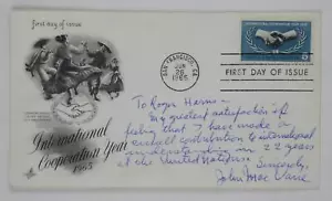 John MacVane Signed 1965 First Day Cover FDC World War II Broadcast Journalist - Picture 1 of 4