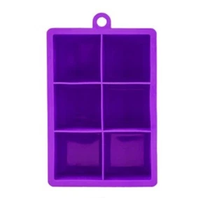 New Purple Drink Mate Silicone 6 Extra Large Ice Cubes Tray Freezer For Drinks - Picture 1 of 2