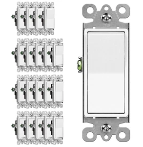 20 Stück weiß Decora einpolig Licht Paddel Wippschalter UL 15 Amp 120V 277V - Bild 1 von 5