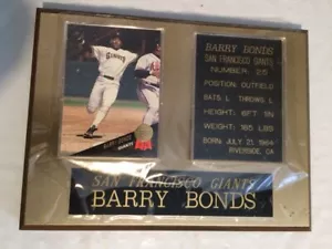 Barry Bonds San Francisco Giants handgefertigte Holzplakette mit Blattkarte von 1993 #269 - Bild 1 von 2