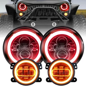 Combo de faros LED rojos Halo 7"" 4"" para Jeep Wrangler JK JKU 07-17 - Imagen 1 de 19