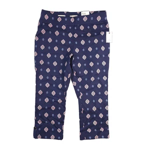 Dana Buchman marineblau Medaillon Rollriegel Twill schlankmachende Caprihose Large - Bild 1 von 13