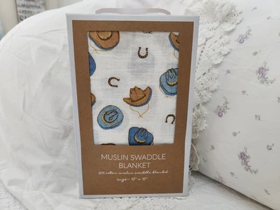 NUEVO MUD PIE WESTERN SOMBREROS DE VAQUERO Y ZAPATOS DE CABALLO MUSELINA BEBÉ MANTA Foto 1 de 2