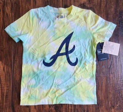 NUEVA ERA Atlanta Braves MLB Juvenil Tie Dye Crew Manga Corta Logo Camisa S 6/7 Nueva con Etiquetas Foto 1 de 4