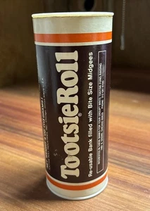 Tootsie Roll Coin Bank 6.25" Lid Candy Chicago Illinois USA Money Vintage - Picture 1 of 6