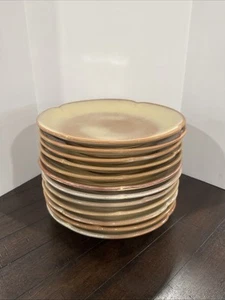 Set of 12 Vintage Frankoma 10" Dinner Plates 5F Plainsman Desert Gold Brown USA - Picture 1 of 21