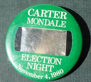 Jimmy Carter Walter Mondale Election Night Nov 4th 1980 Celluloid Pinback Pin -- - Picture 1 of 1