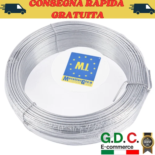 100 METRI FILO ZINCATO DIAMETRO 1,5mm 1,8mm 2,2mm 2,7mm. Legature Tensione Rete - Immagine 1 di 4