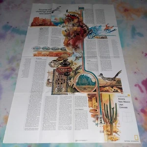 Mapa vintage de primer plano de National Geographic EE. UU. Arizona Nuevo México Utah Colorado - Imagen 1 de 6