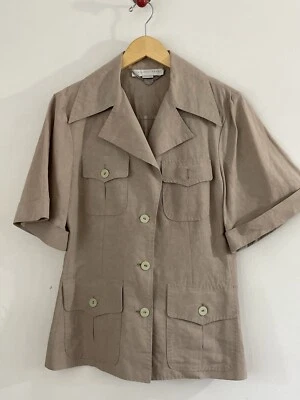 Stella McCartney Oatmeal Linen Safari Pocket Short Sleeve Blazer Blouse size 46 - Image 1 of 4